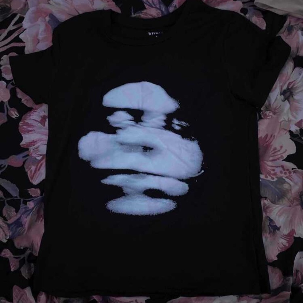 Black T-Shirt with Abstract White Design